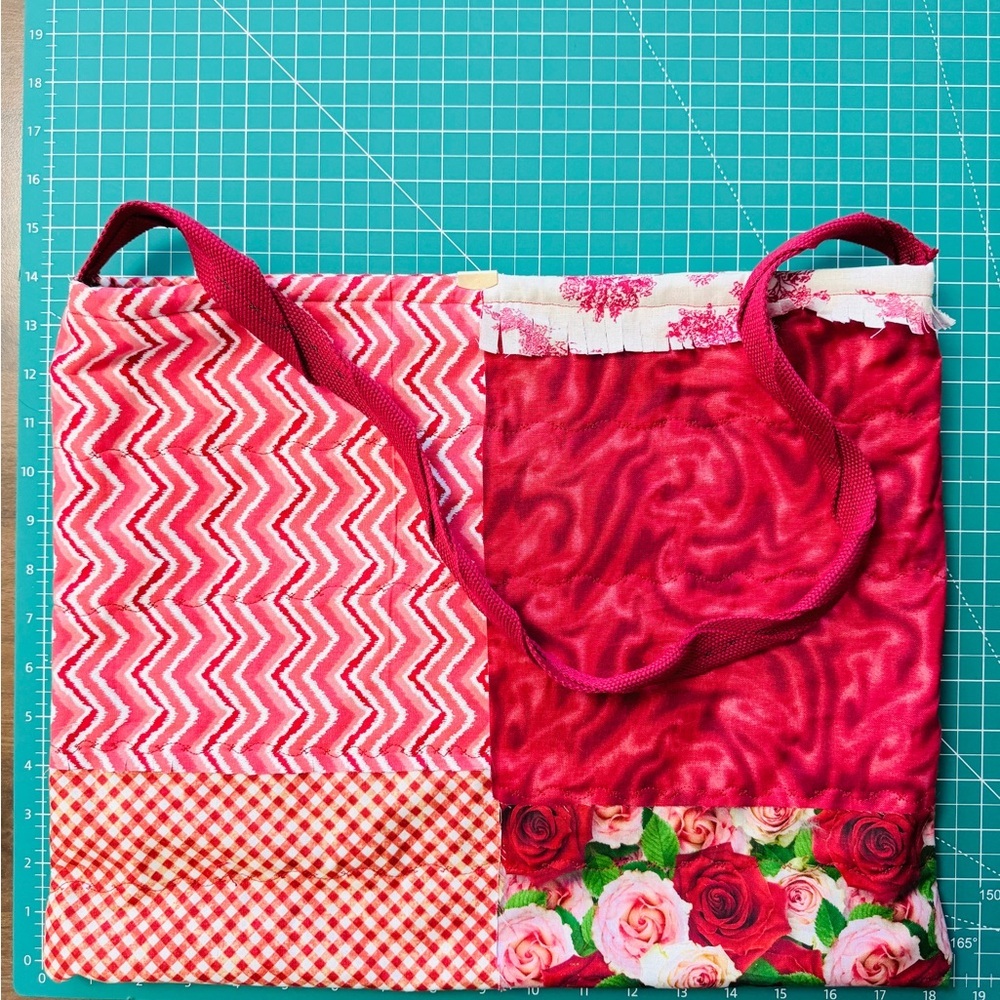 NEW Homemade Vibrant Floral Patchwork Tote Bag with thick fleece lining 🌹